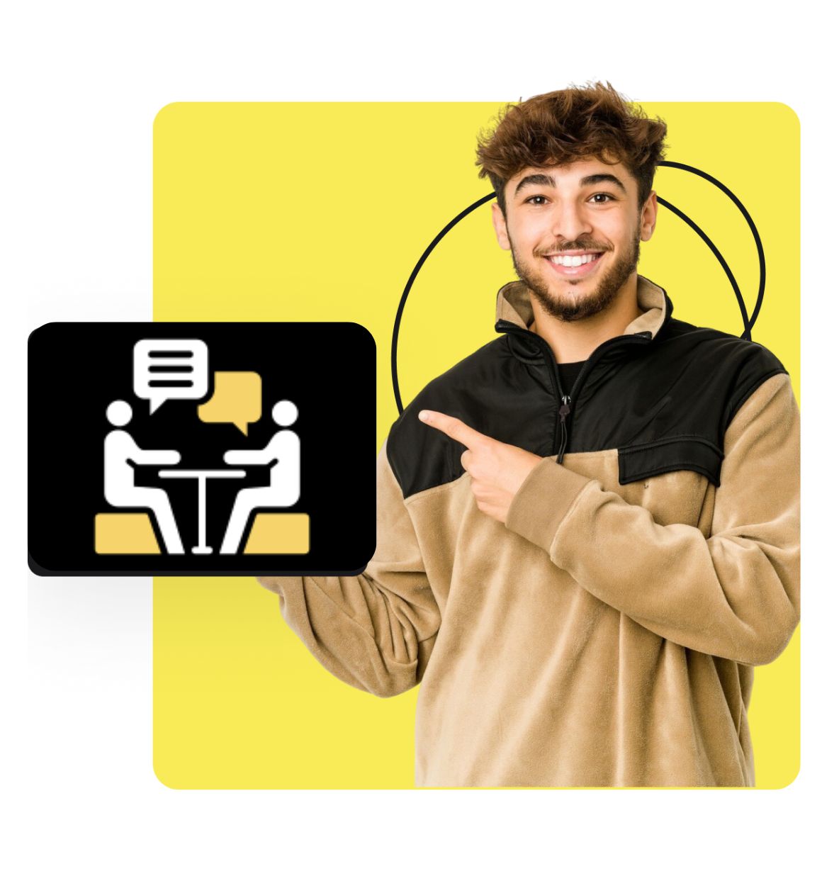 Happy man using phone